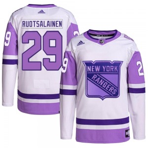 Reijo Ruotsalainen New York Rangers Adidas Authentic Hockey Fights Cancer Primegreen Jersey (White/Purple)