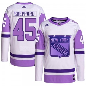 James Sheppard New York Rangers Adidas Authentic Hockey Fights Cancer Primegreen Jersey (White/Purple)