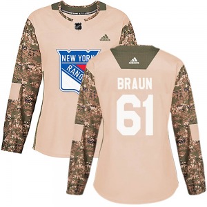 Justin Braun New York Rangers Adidas Women's Authentic Veterans Day Practice Jersey (Camo)