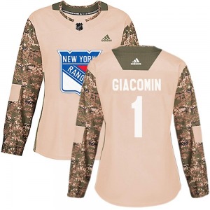 Eddie Giacomin New York Rangers Adidas Women's Authentic Veterans Day Practice Jersey (Camo)