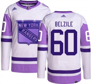 Alex Belzile New York Rangers Adidas Youth Authentic Hockey Fights Cancer Jersey