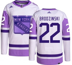 Jonny Brodzinski New York Rangers Adidas Youth Authentic Hockey Fights Cancer Jersey