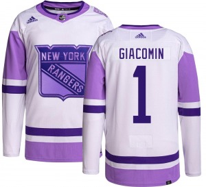 Eddie Giacomin New York Rangers Adidas Youth Authentic Hockey Fights Cancer Jersey