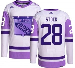 P.j. Stock New York Rangers Adidas Youth Authentic Hockey Fights Cancer Jersey
