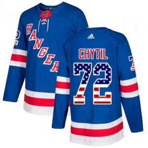 Filip Chytil New York Rangers Adidas Authentic USA Flag Fashion Jersey (Royal Blue)