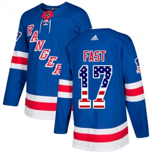 Jesper Fast New York Rangers Adidas Authentic USA Flag Fashion Jersey (Royal Blue)