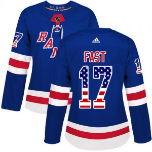 Jesper Fast New York Rangers Adidas Women's Authentic USA Flag Fashion Jersey (Royal Blue)