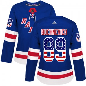 Pavel Buchnevich New York Rangers Adidas Women's Authentic USA Flag Fashion Jersey (Royal Blue)